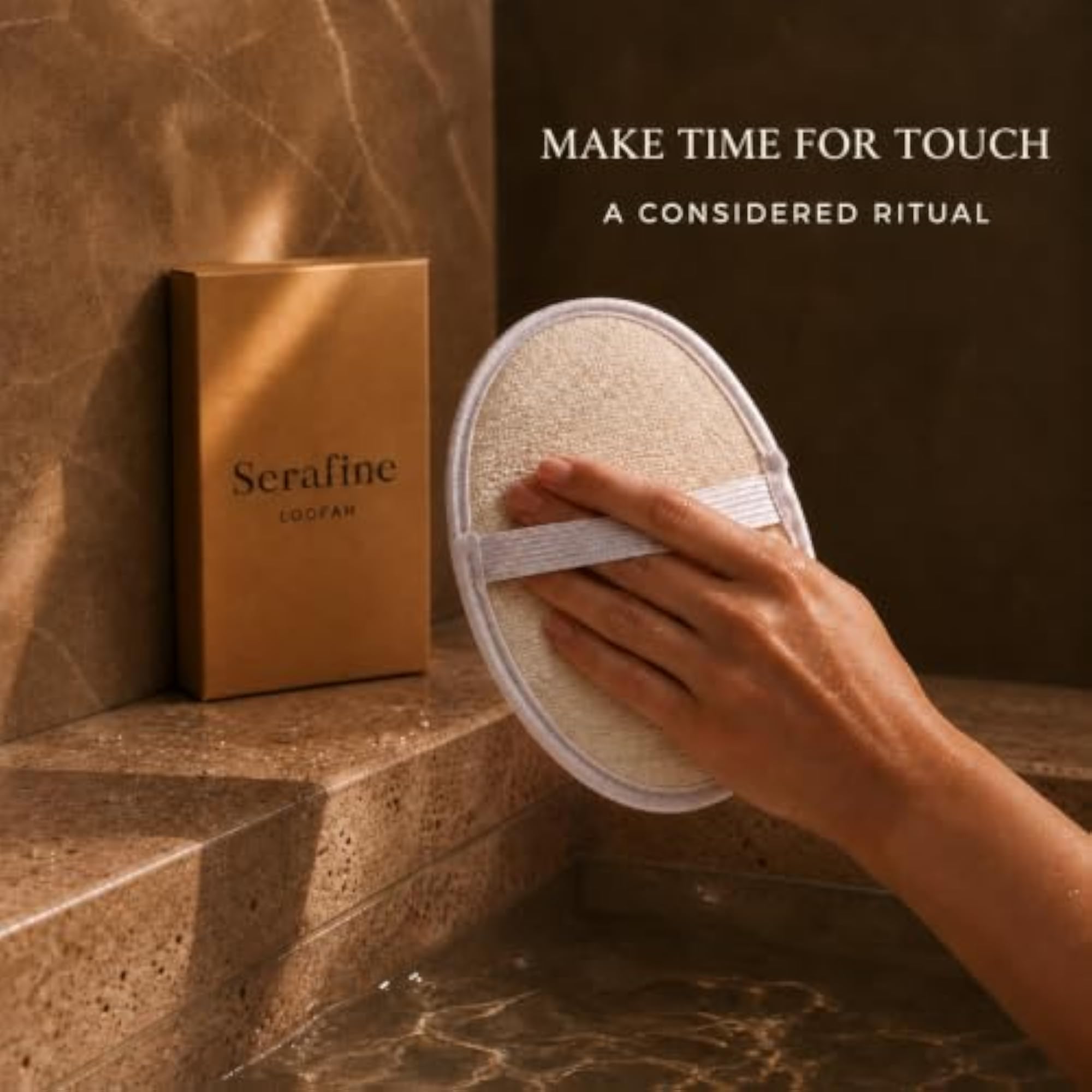 Natural Loofah Exfoliating Body Scrubber Pad With Hand Strap